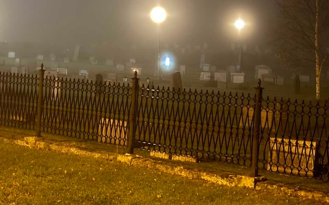 Recently laid grave gives off an Eire feeling.