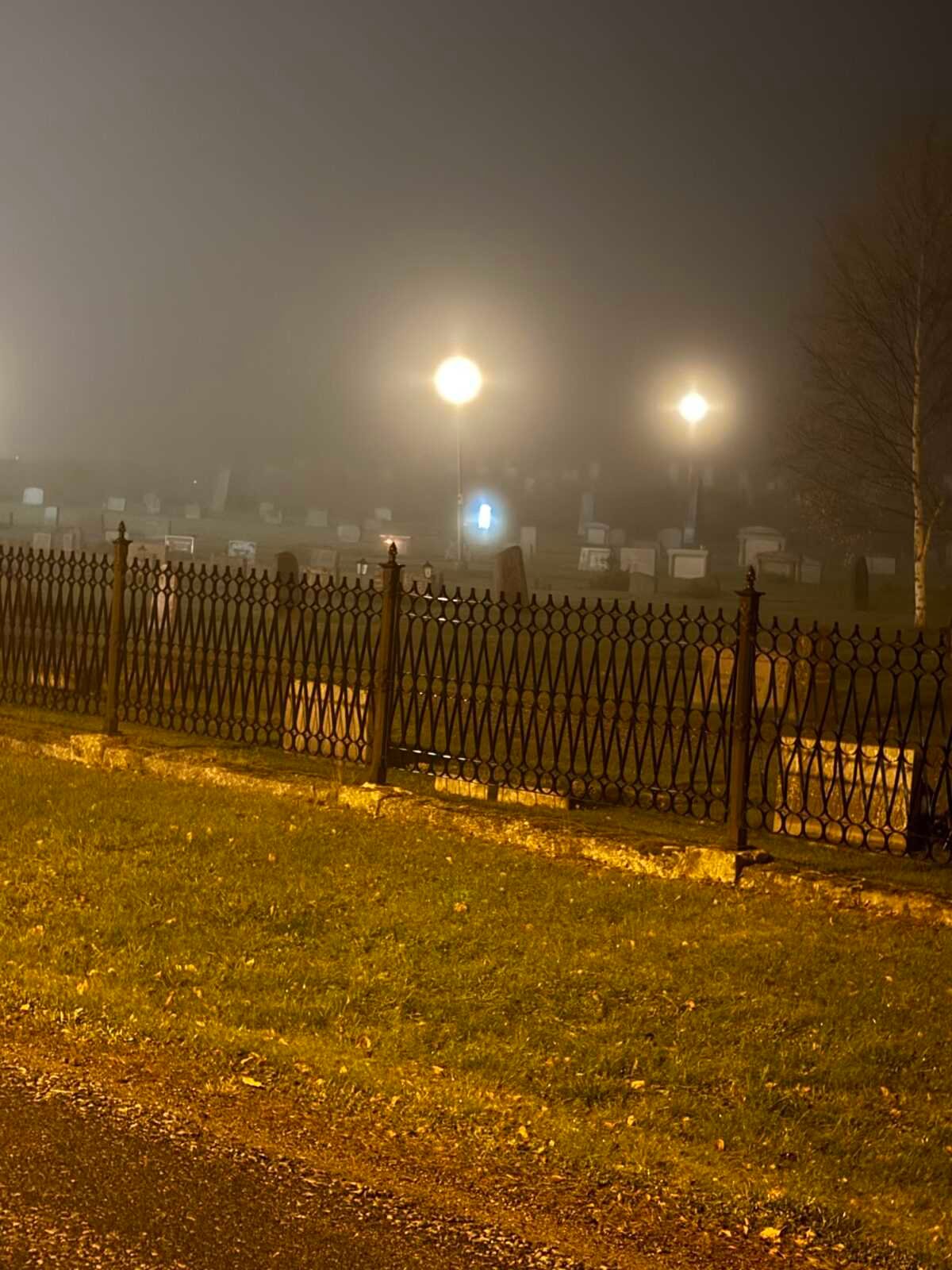 Recently laid grave gives off an Eire feeling. Recently laid grave gives off an Eire feeling.
